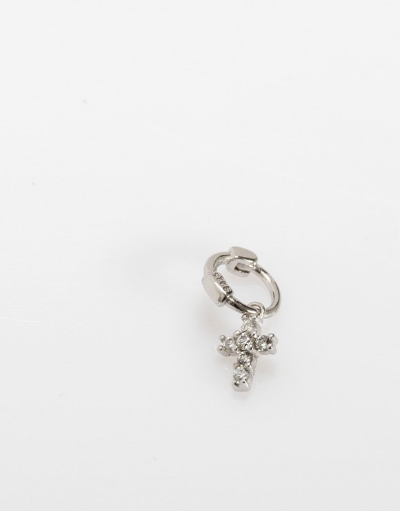 Pendientes piercing Mini cruz circonita plata