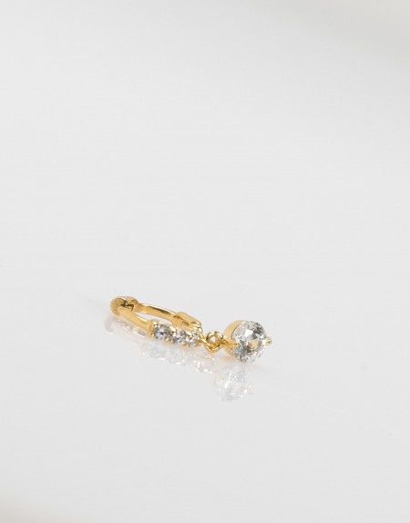 Pendientes piercing Mini colgante circonita oro