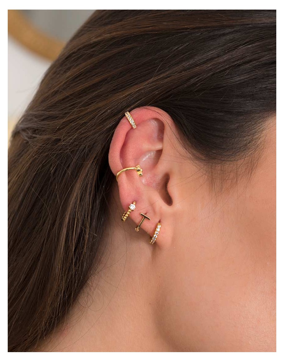 Pendiente earcuff sencillo circonitas oro