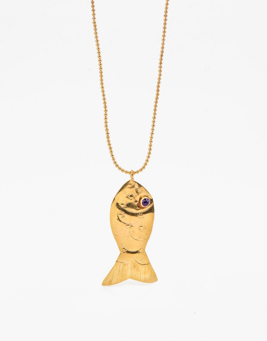 Collar pez labrado dorado