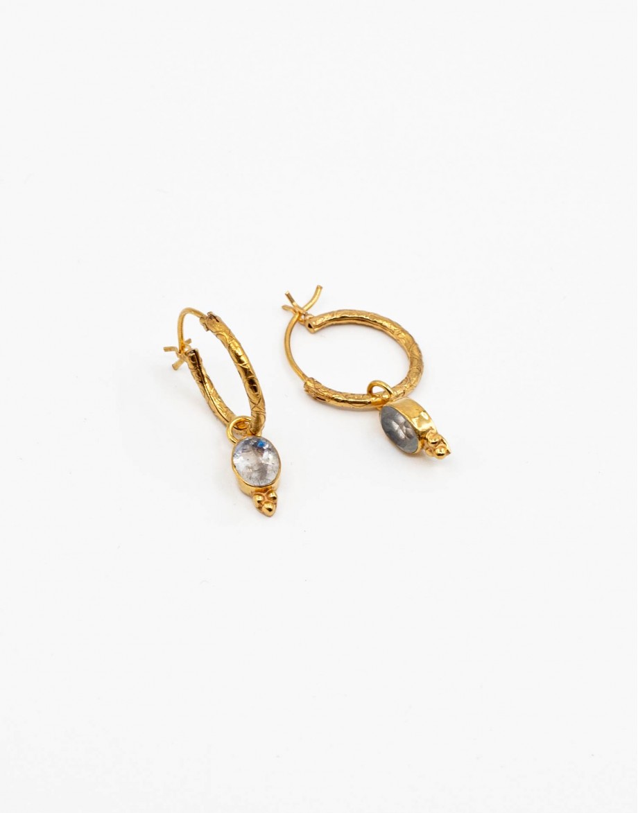 Pendientes aro con colgante moon stone