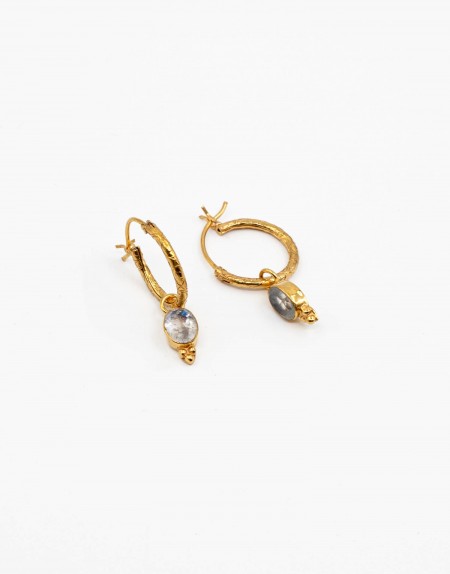 Pendientes aro con colgante moon stone