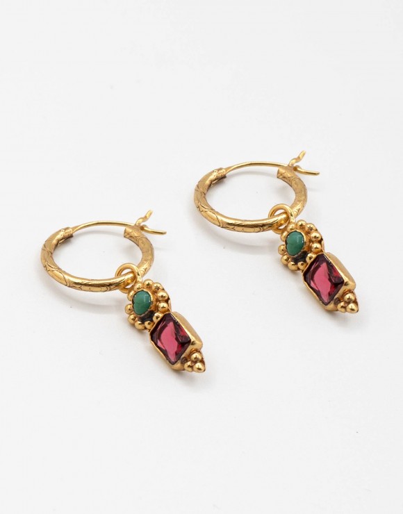 Pendiente aro Etnia turmalina y tuquesa