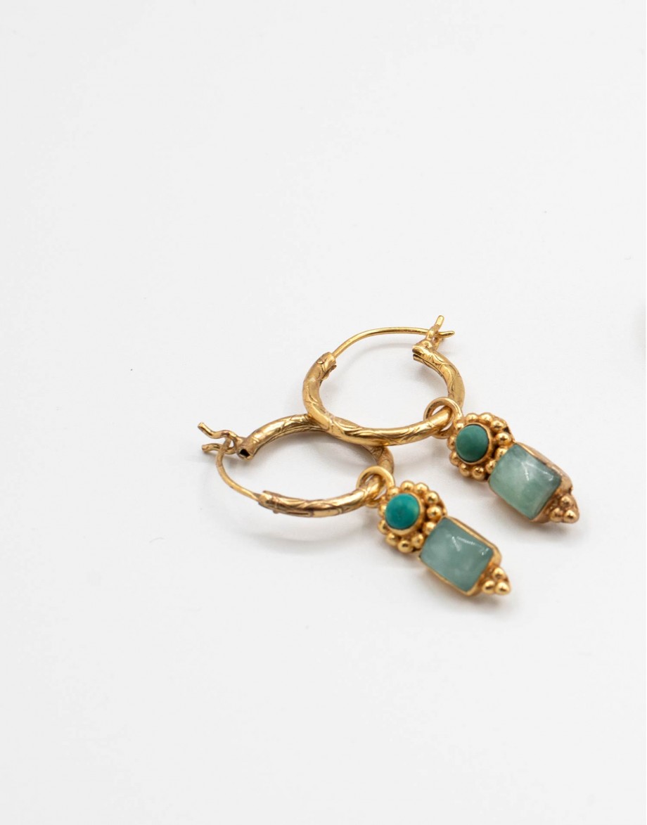 Pendientes aro Etnia onix azul y turquesa