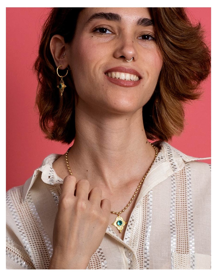 Collar  étnico Nira  gema verde