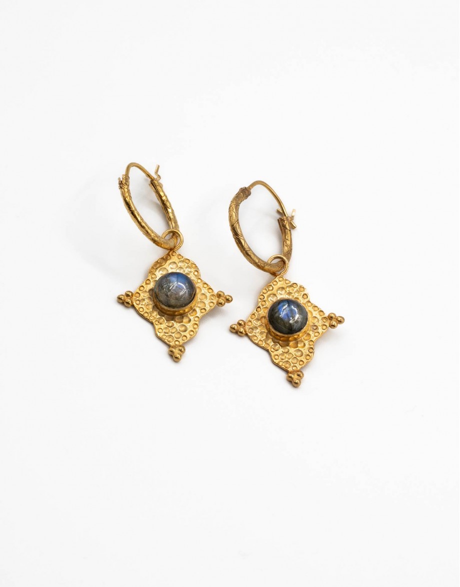 Pendientes aro étnicos Nira labradorita