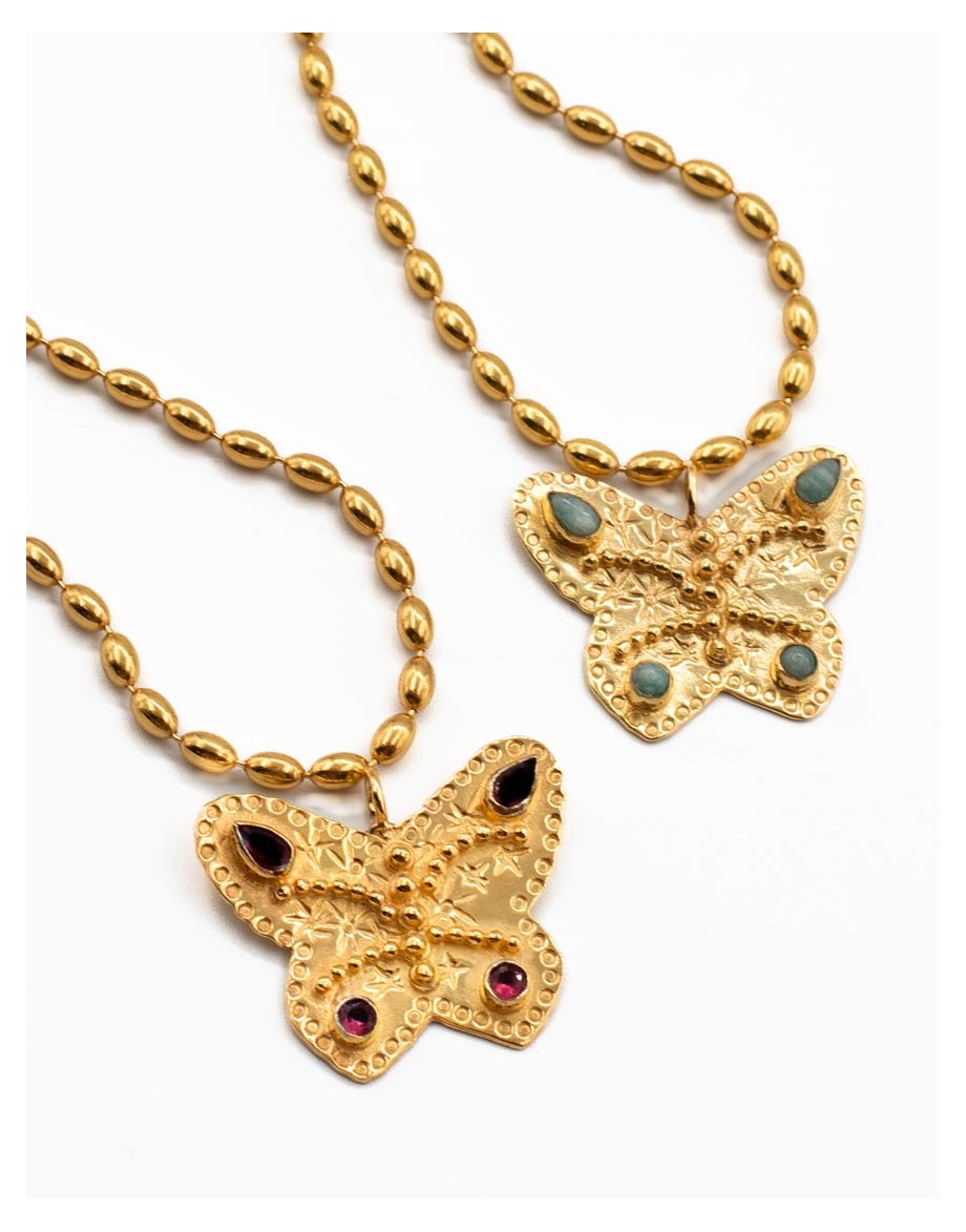 Collar Etnia mariposa piedras naturales