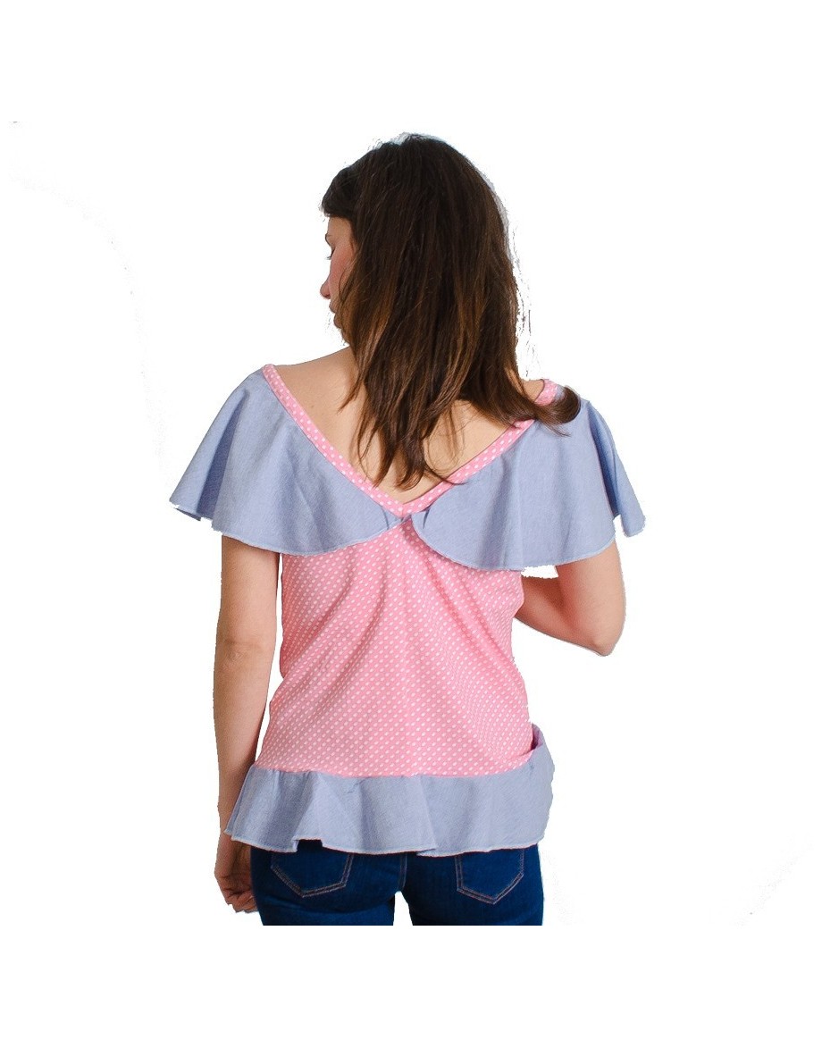 Camiseta La Flor de la Canela rosa detalle de la espalda