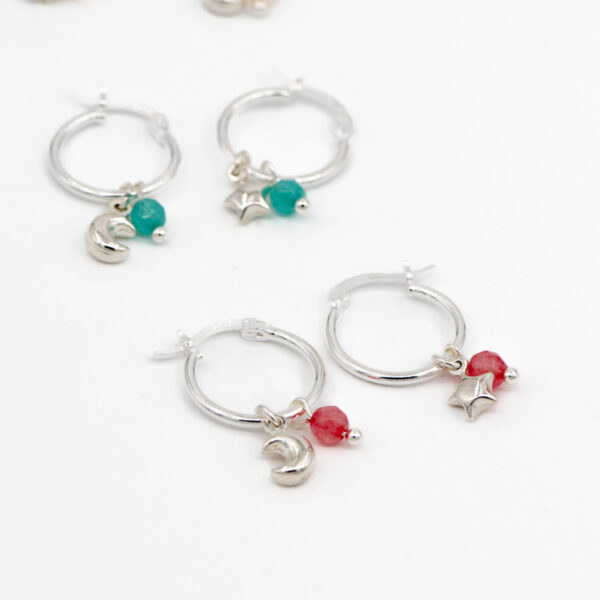 Pendiente de Aro Luna y Estrella Plata