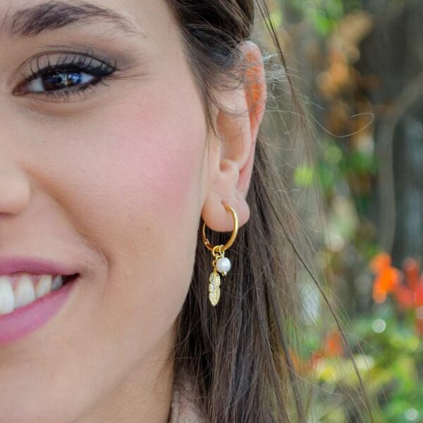 Pendientes aro pluma oro