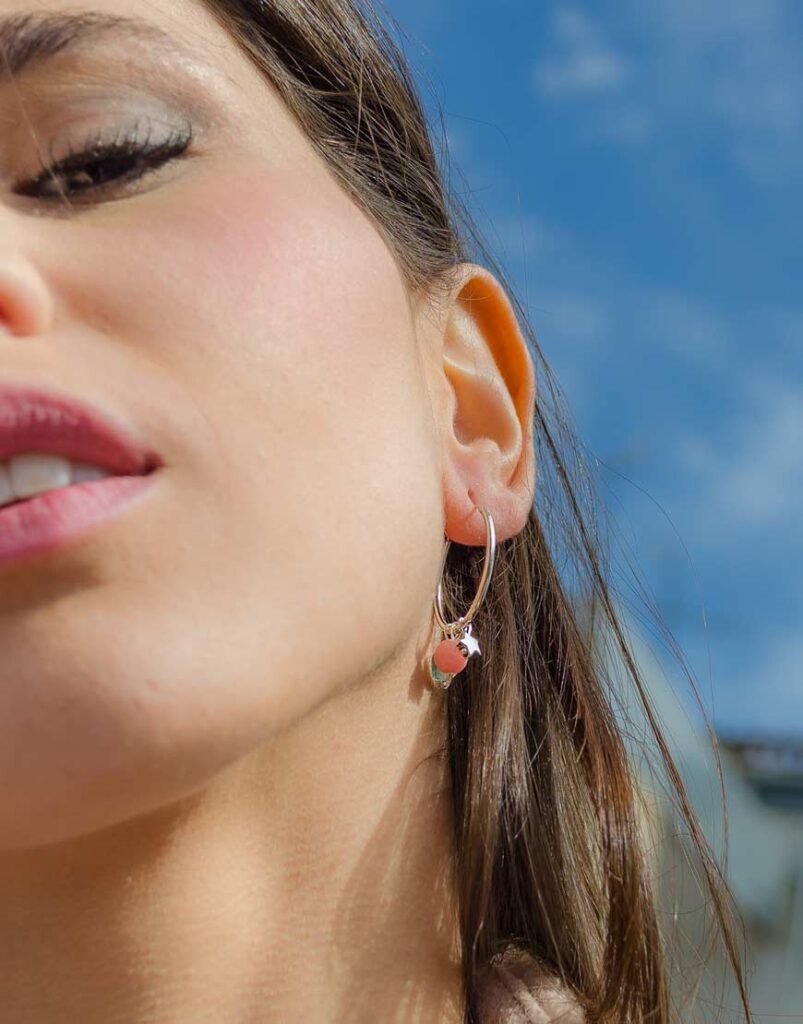 Pendientes aro minerales estrellas plata