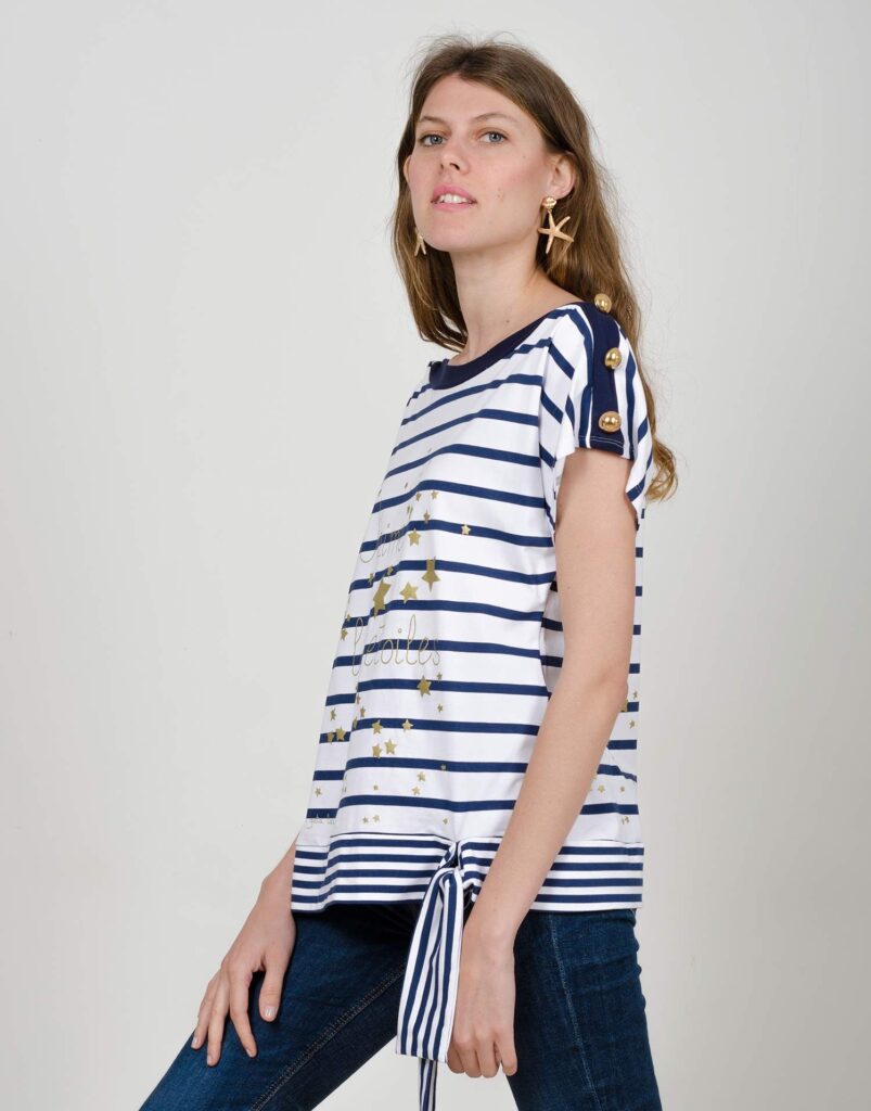 Camiseta marinera J´Aime les Étoiles detalle lazada