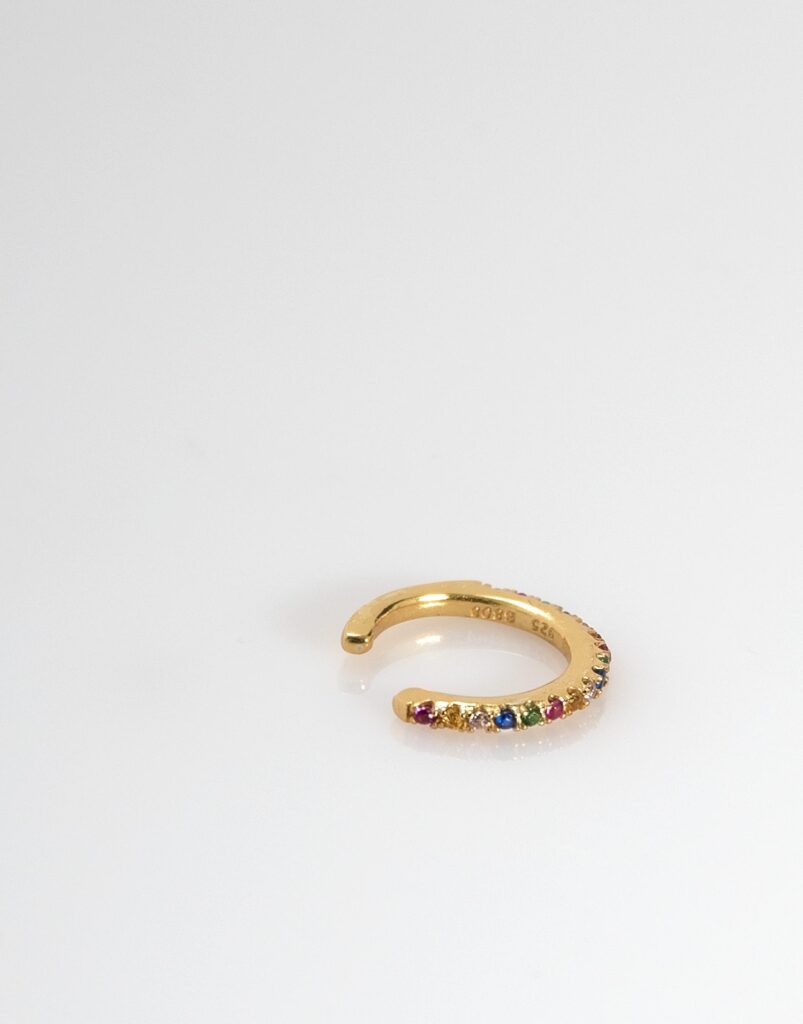 Pendiente earcuff arco iris oro