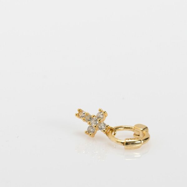 Pendientes piercing Mini cruz circonita oro
