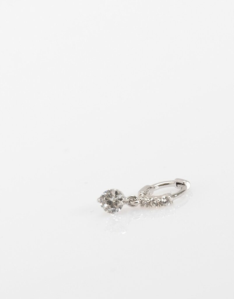 Pendientes piercing Mini colgante circonita plata