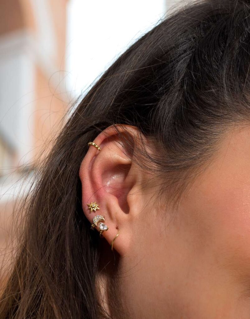 Pendiente piercing mini luna