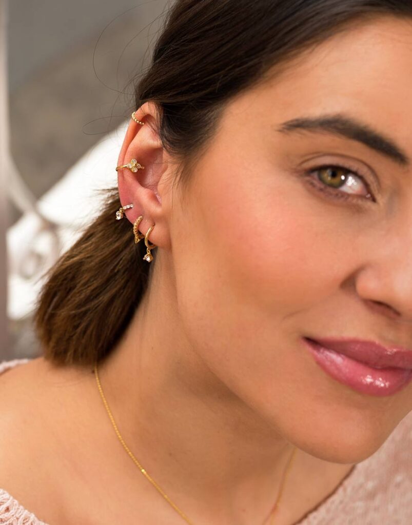 Pendientes piercing Mini colgante circonita modelo