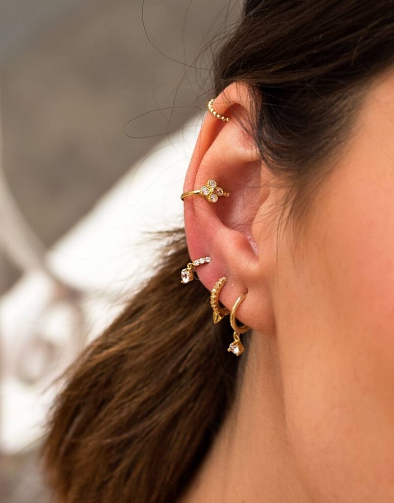 Pendientes piercing Mini colgante circonita