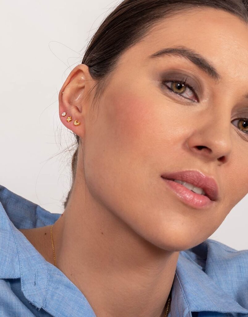 Pendientes Petites luna-estrella circonita