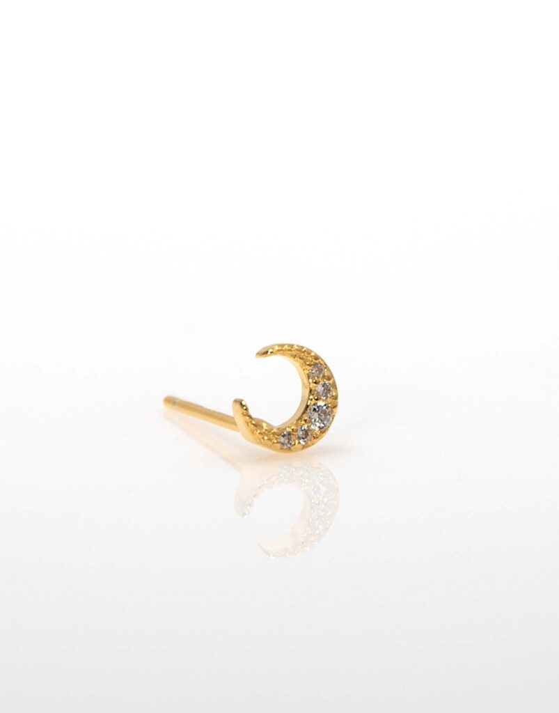 Pendientes Petites luna circonita detalle