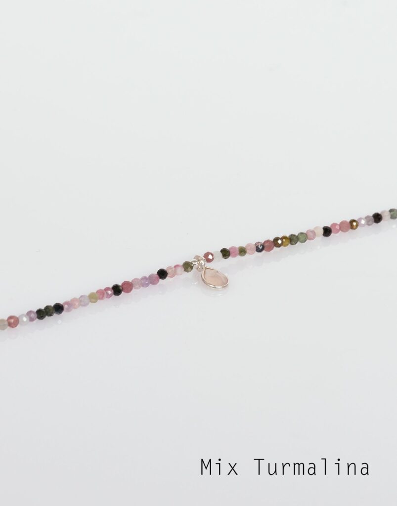 Collar Lia mineral plata Mix Turmalina