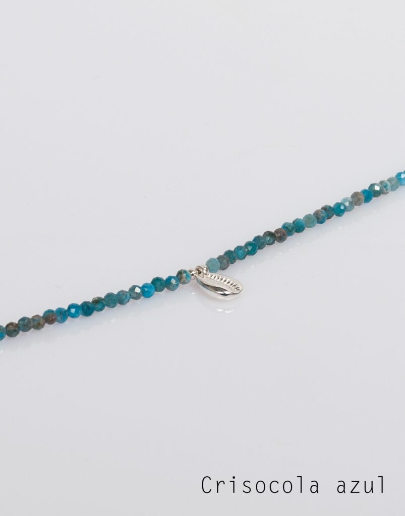 Collar Lia mineral plata Crisocola azul