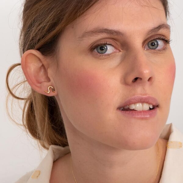 Pendiente pegado serpiente circonita