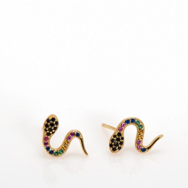 Pendiente pegado serpiente circonita color