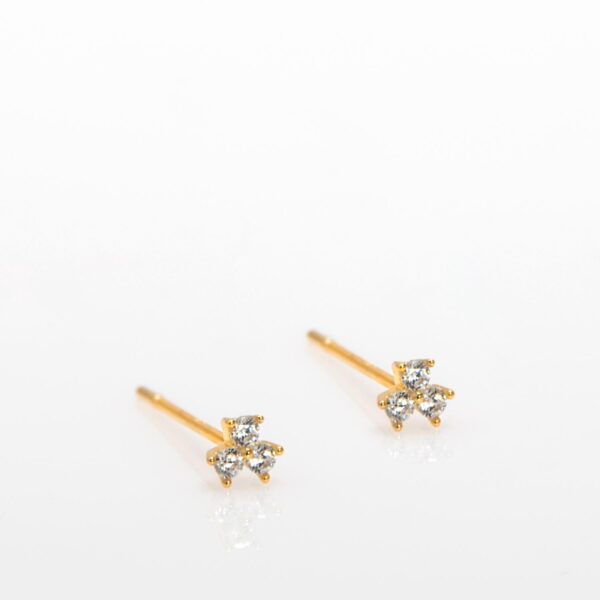 Pendiente diamante trébol oro