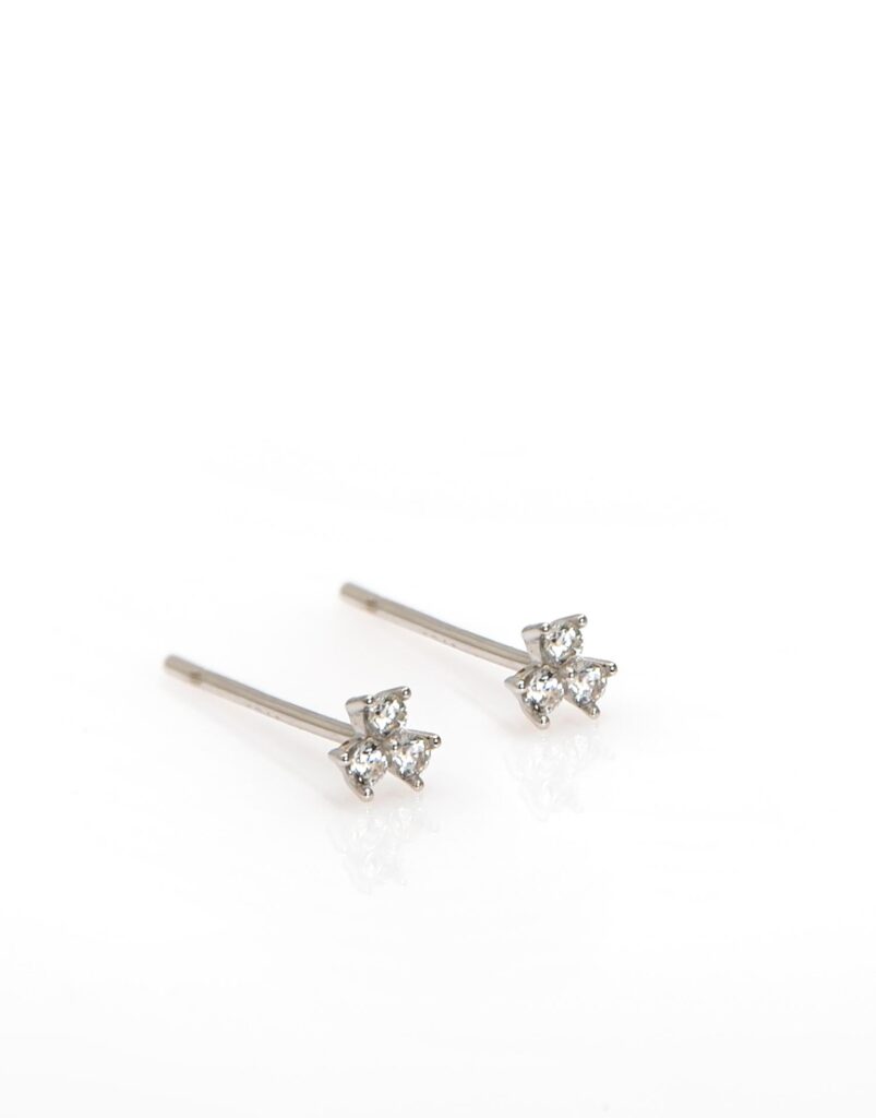 Pendiente diamante trébol plata