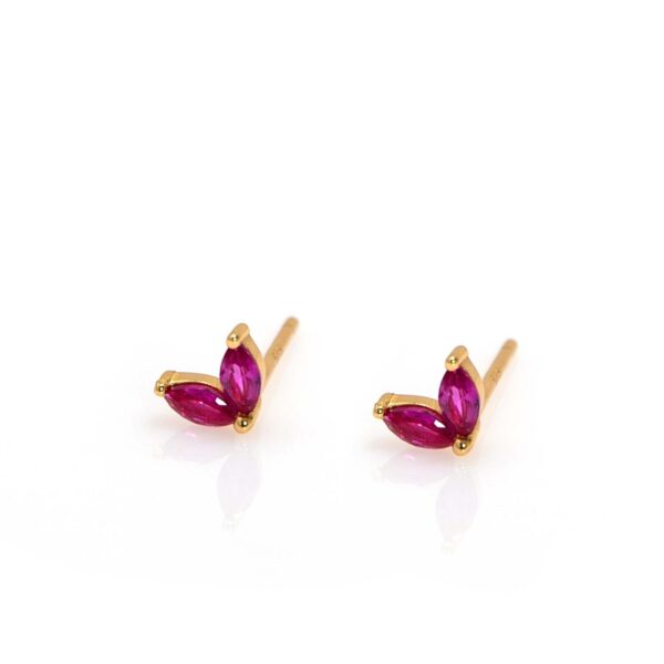 Pendiente Flor circonita fucsia oro