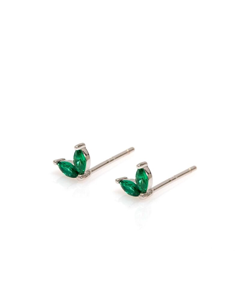 Pendiente Flor circonita verde plata