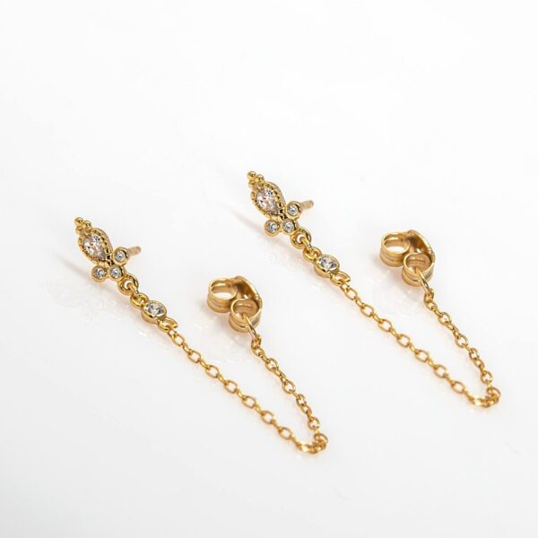 Pendiente Cadena étnico circonita oro