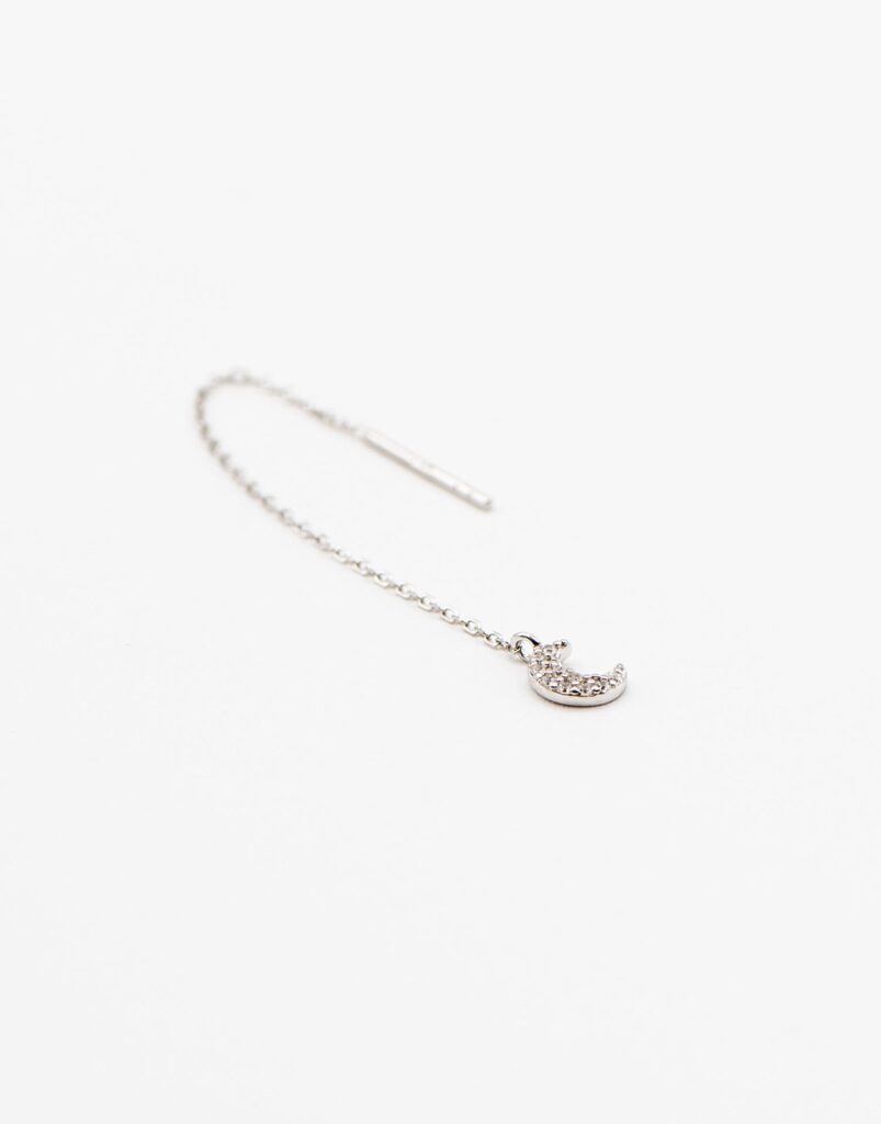 Pendiente de cadena Luna circonitas blancas