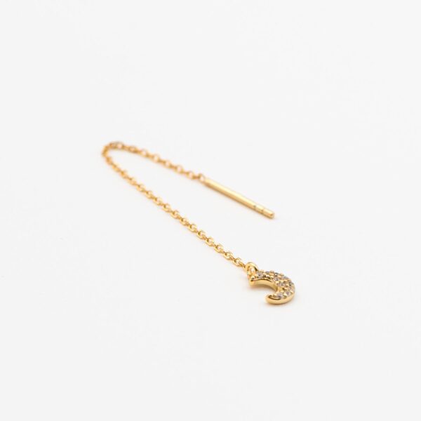 Pendiente de cadena Luna circonitas blancas