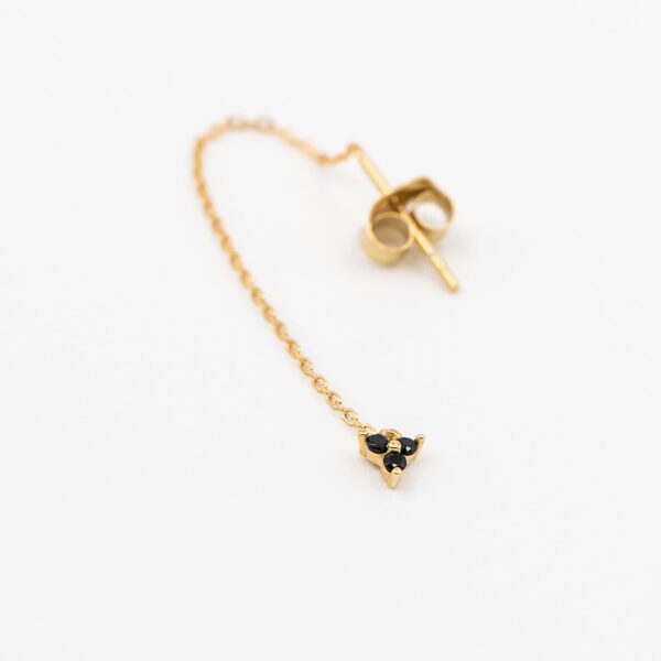 Pendiente de cadena Trébol sencillo circonitas negras