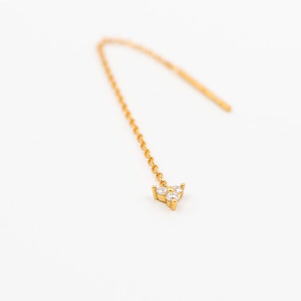 Pendiente de cadena Trébol sencillo circonitas blancas