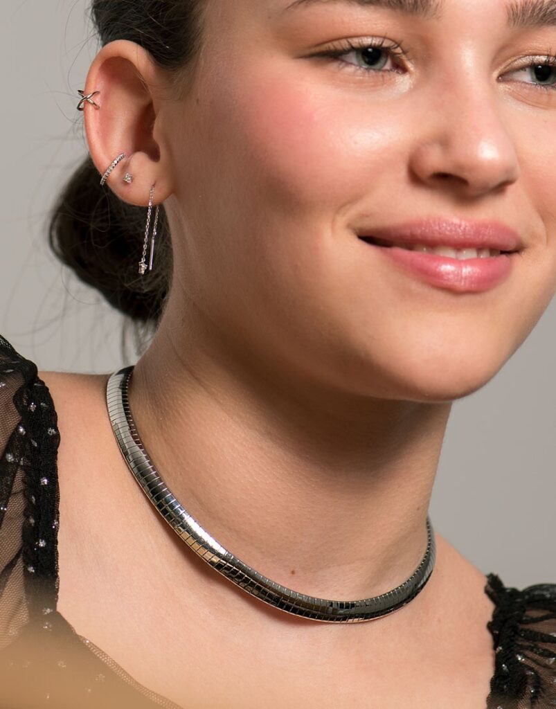 Pendiente de cadena Star circonitas blancas plata modelo