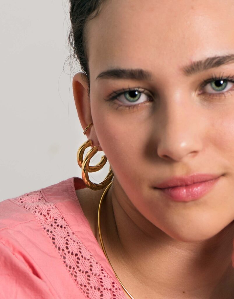 Pendientes acero aros cordón grandes