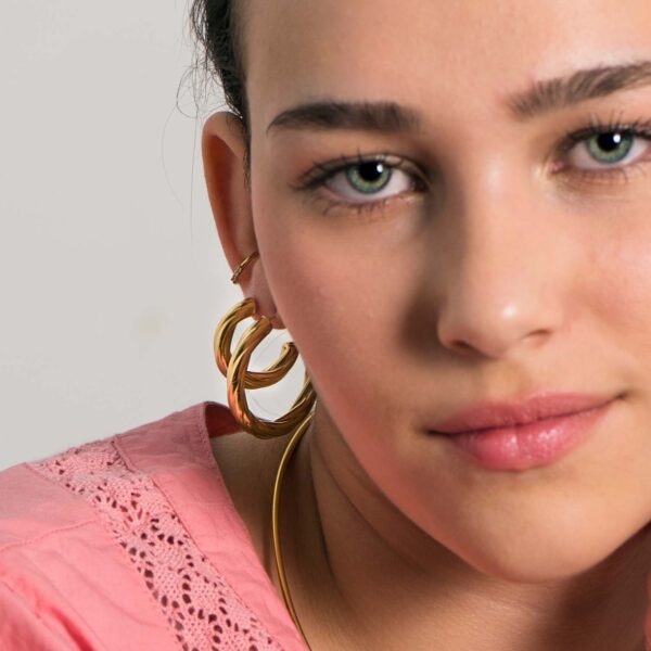 Pendientes acero aros cordón medianos