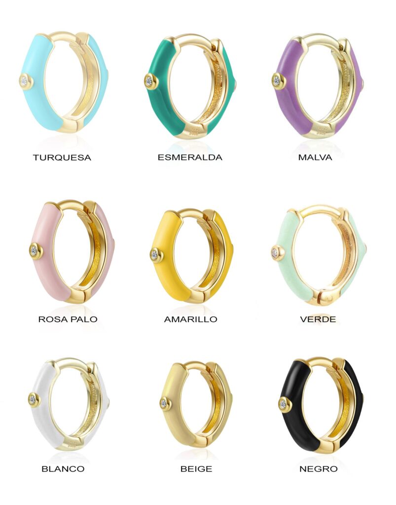 Pendiente aro esmaltado color colores