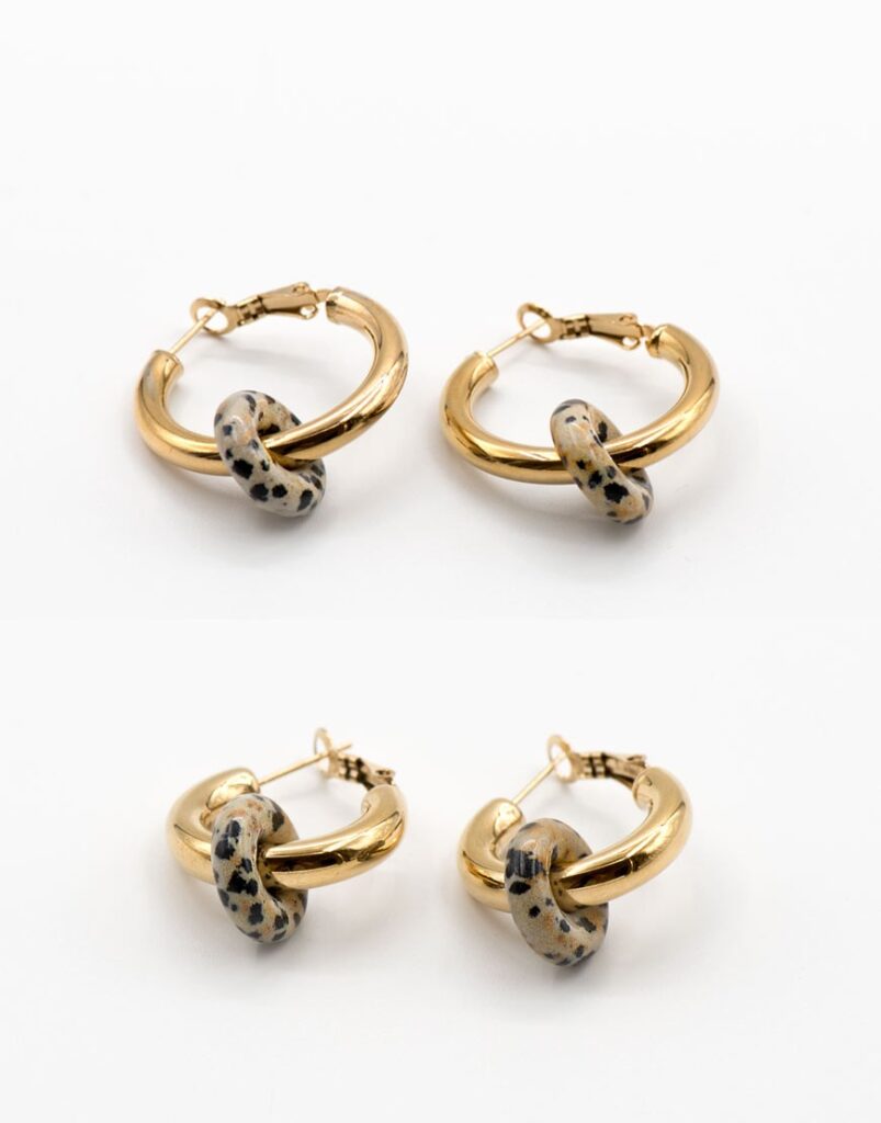 Pendientes acero aros minerales dálmata