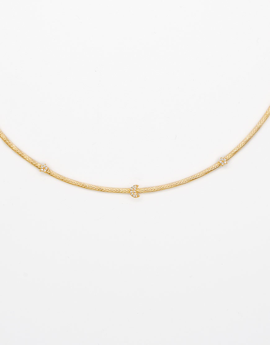 Collar rígido luna y estrellas detalle