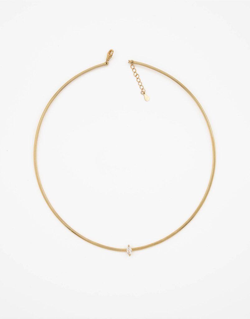 Collar rígido circonita oro