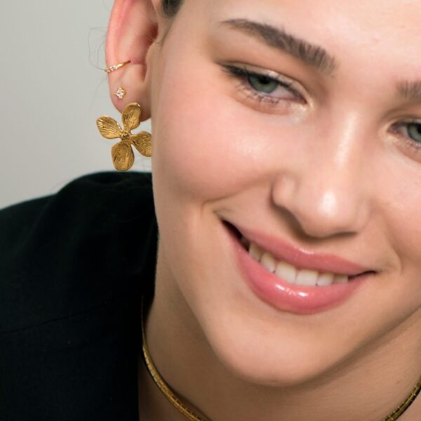 Pendientes acero flor