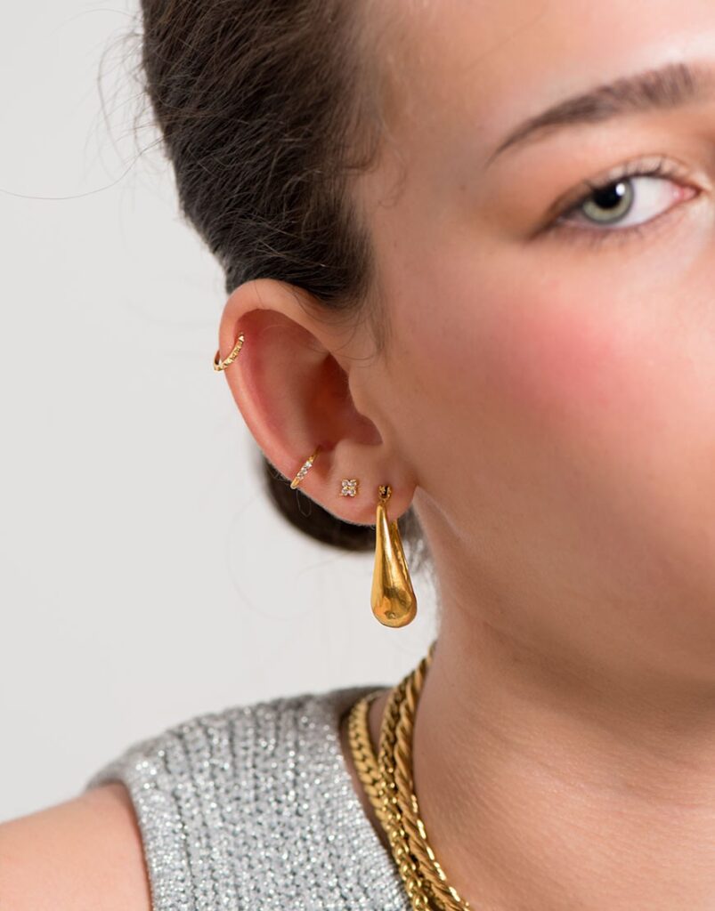 Pendientes acero gota detalle