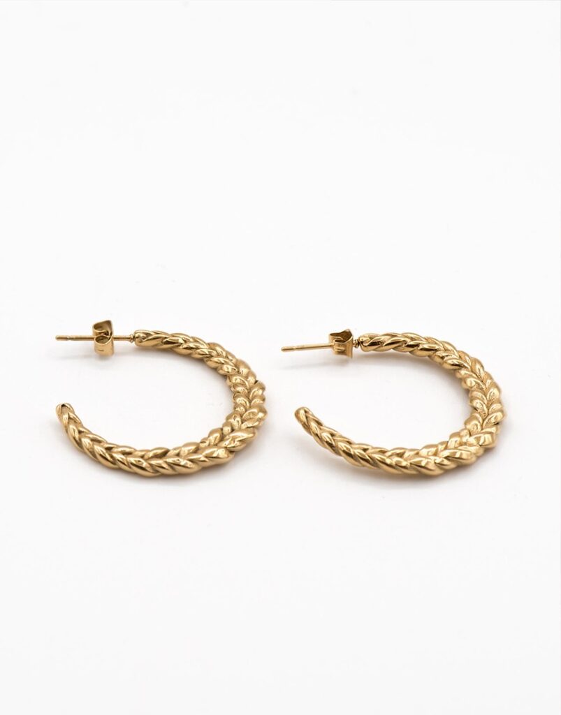 Pendientes acero aros planos espiga producto