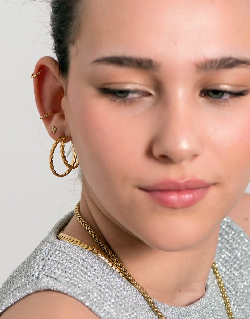 Pendientes acero aro cordón doble detalle