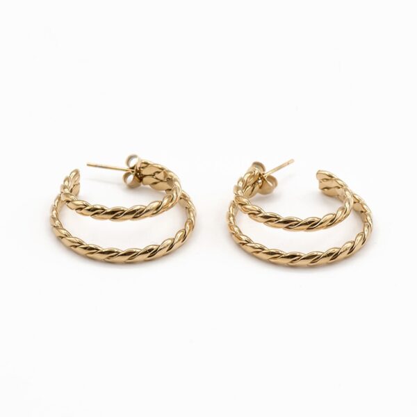 Pendientes acero aro cordón doble