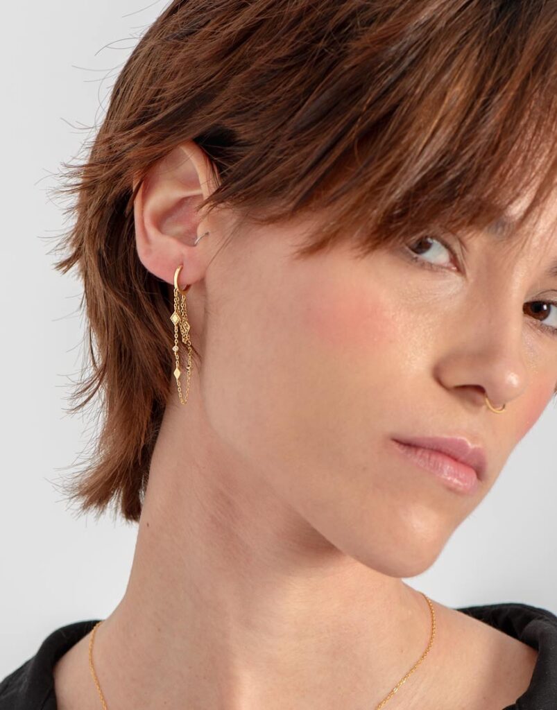 Pendiente cadenas aro